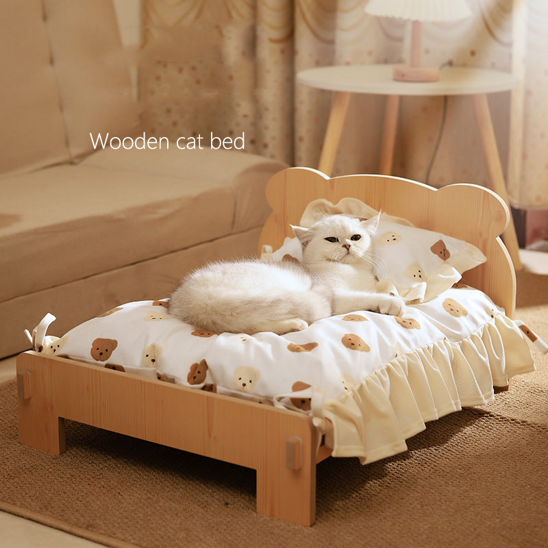 Pet Beds - Cat Bed Wooden Cat And Dog