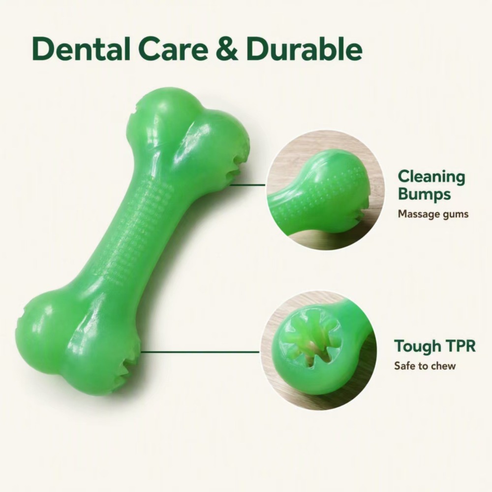 Glow in Dark TPR Dog Bone Toy, - Teeth Cleaning Dog Chew Bone review and price