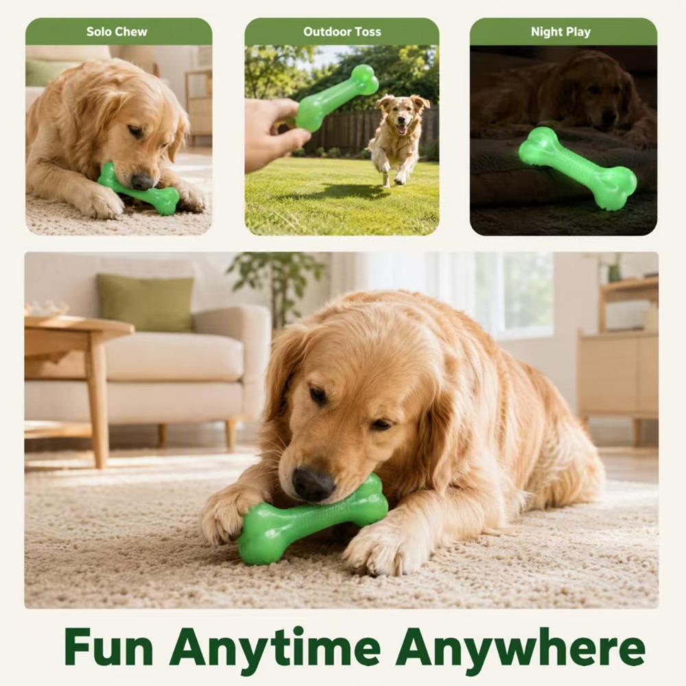 Glow in Dark TPR Dog Bone Toy, - Teeth Cleaning Dog Chew Bone review and price